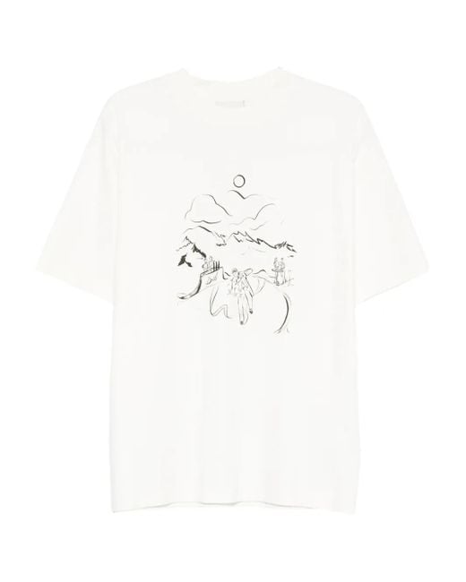 T-Shirt À Imprimé Paysage Drole de Monsieur pour homme en coloris White