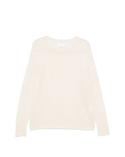 Bompard White Seamless Round-Neck Sweater