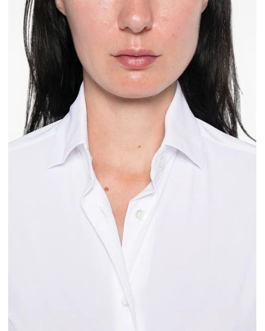 Mazzarelli White Long-Sleeve Button-Down Shirt