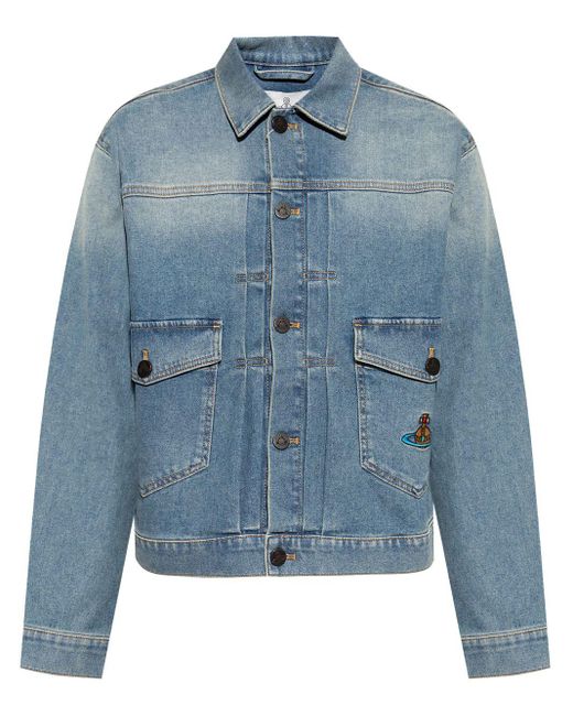 Vivienne Westwood Blue Orb-Embroidered Jacket for men