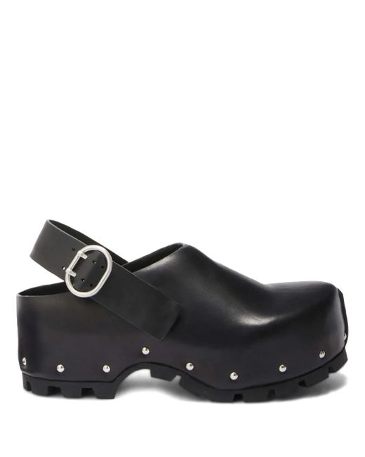 Jil Sander Black Leder-Clogs Mit Nieten