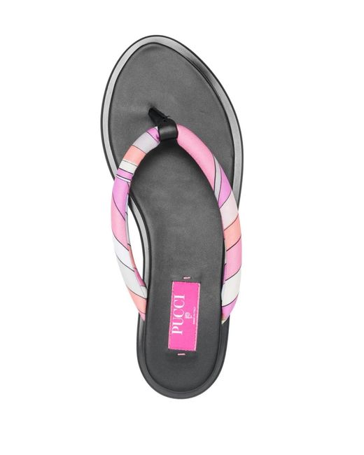Emilio Pucci White Iride-Print Flip Flops