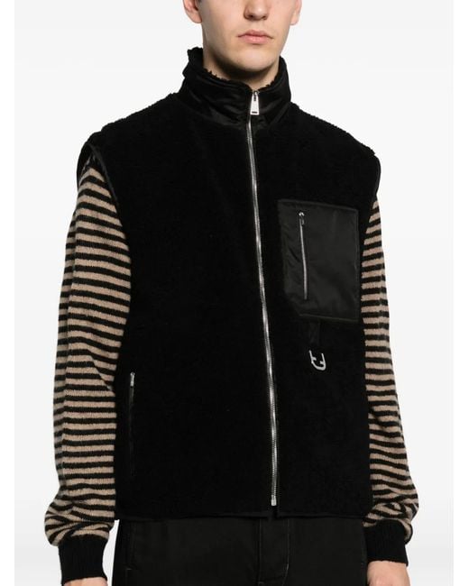 Fendi Black Zip-Up Chest-Pocket Gilet for men
