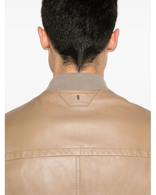Salvatore Santoro Natural Cuff-Zipped Leather Jacket for men