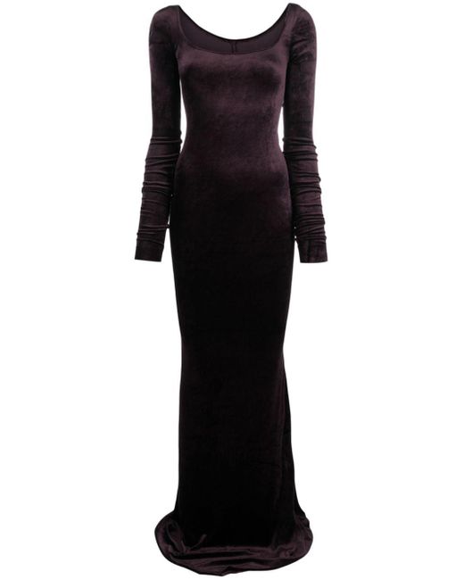 Rick Owens Lilies Black Scoop-neck Velvet Maxi Dress