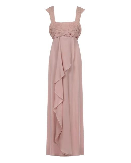 Valentino Garavani Pink Embroidered Frill Maxi Dress