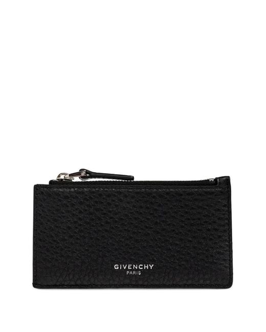 Givenchy Black Zip Leather Card Holder for men