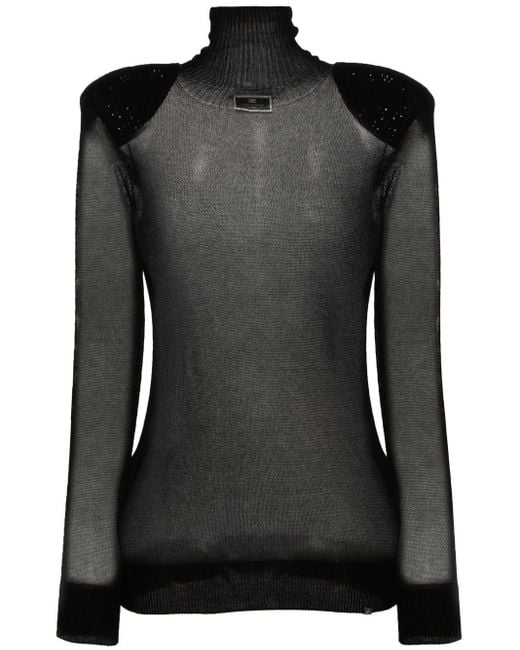 Maglione a collo alto semi trasparente di Elisabetta Franchi in Black