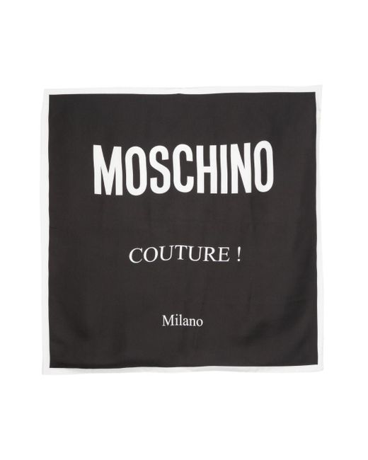 Moschino Black Logo-print Silk Scarf