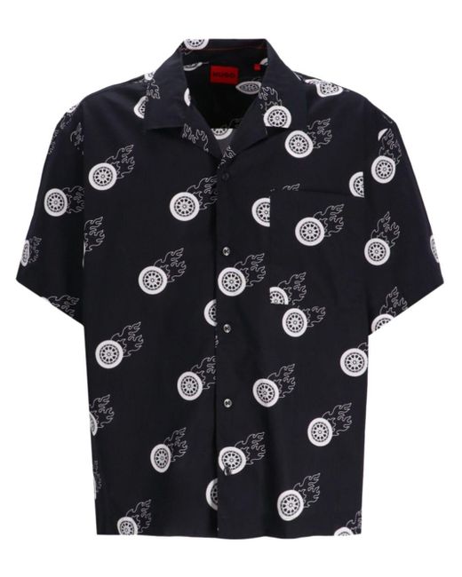 HUGO Black Egeeno Graphic-print Shirt for men