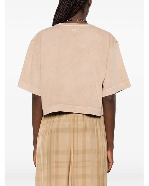 Pinko Natural Suzanna Logo-Embroidered T-Shirt