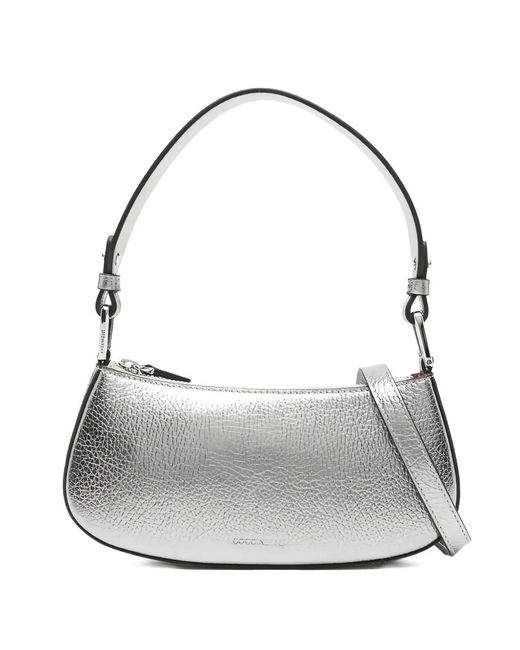 Coccinelle Gray Grained-Leather Shoulder Bag