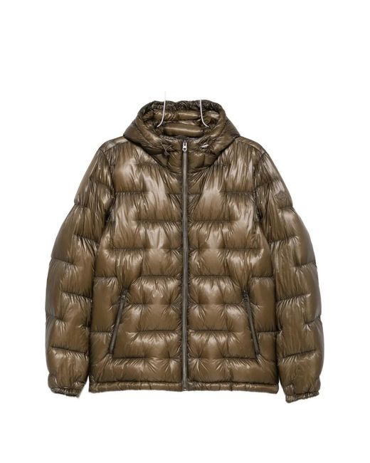 Herno Brown Quilted Hooded Jacket for men