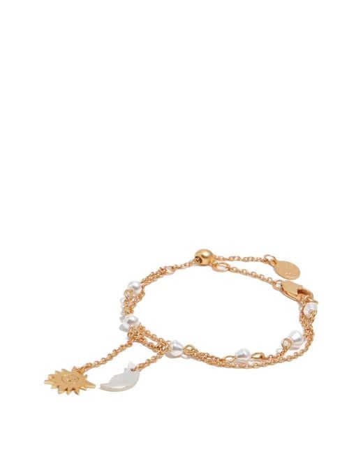 Bimba Y Lola Metallic Sun And Moon Chain Bracelet