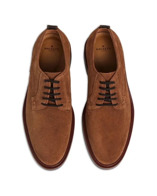 Hackett Brown Egmont Fine Suede Derby Shoes for men