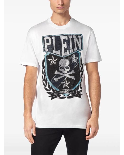 Philipp Plein Gray Patch Skull&Bones T-Shirt for men