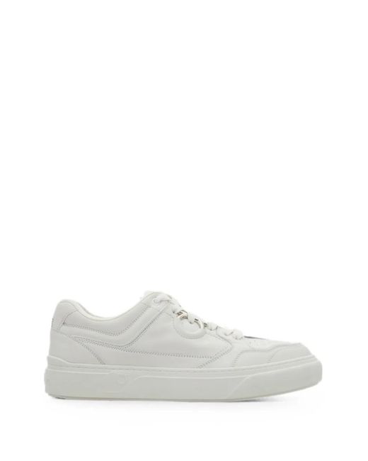 Ferragamo White Gancini Sneakers for men