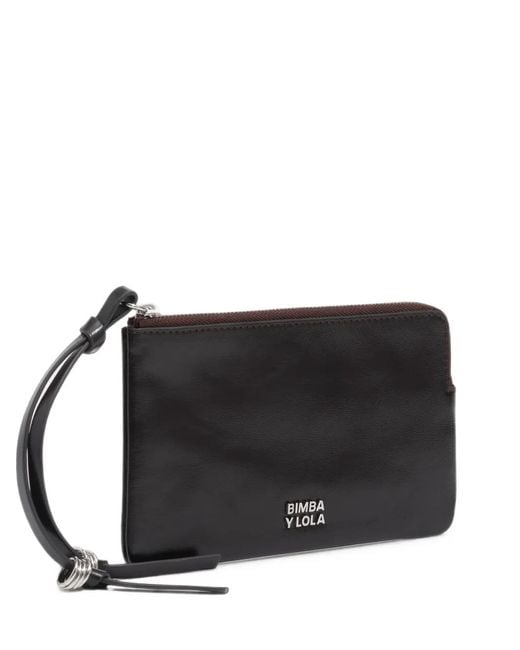 Bimba Y Lola Black Large Dark Burgundy Leather Coin Purse