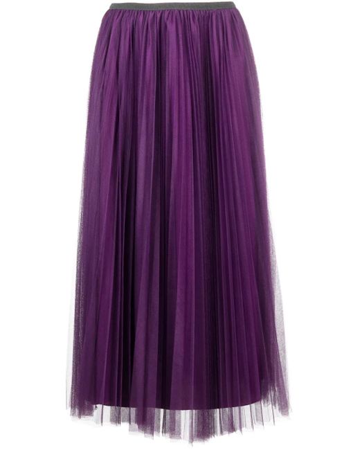Fabiana Filippi Purple Pleated Tulle Midi Skirt