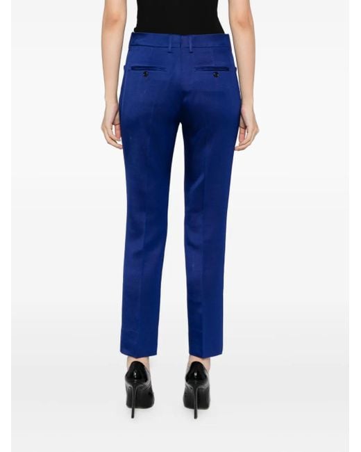 Tom Ford Blue Cropped Straight-Leg Trousers