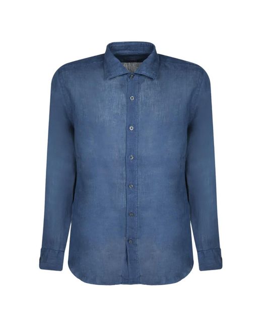120% Lino Blue Long-Sleeve Shirt for men