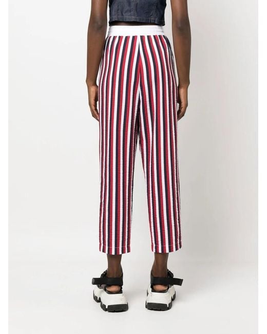 Love Moschino Red Striped Drawstring Trousers