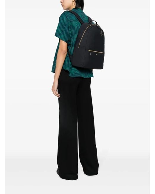 Agnes B. Black Logo-Plaque Adjustable-Straps Backpack