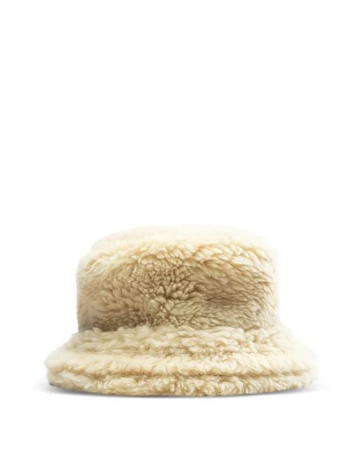 Sacai Natural Double-Brim Shearling Bucket Hat for men