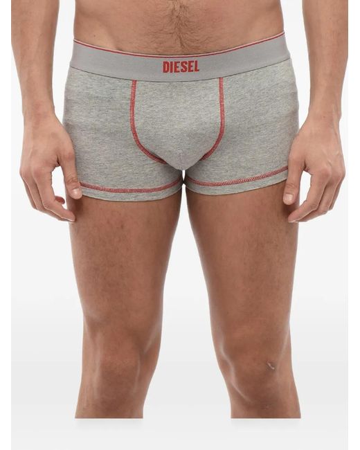 DIESEL Gray Logo-Print Visible-Seam Boxers for men