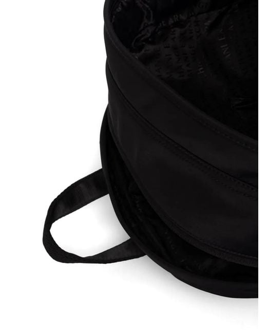 ARMANI EXCHANGE Black Logo-Plaque Zip-Pocket Backpack for men