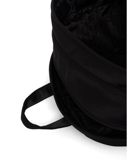 ARMANI EXCHANGE Black Logo-Plaque Zip-Pocket Backpack for men