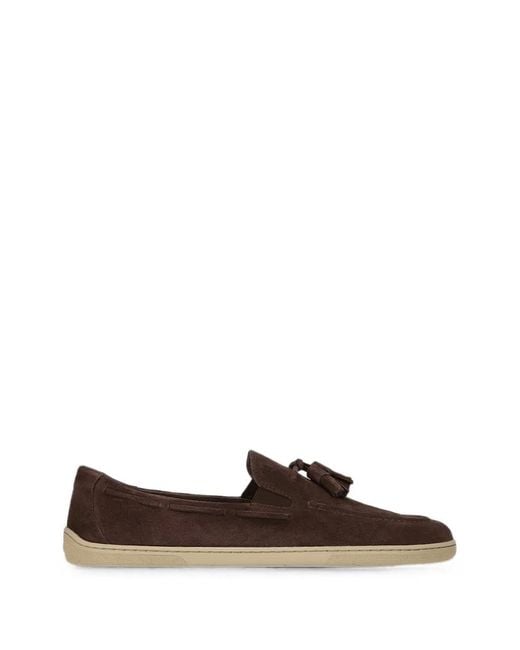 Be Lenka Brown Portsiders Tassel-Detail Suede Loafers for men