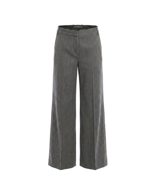 Ermanno Scervino Gray Wide-Leg Tailored Trousers