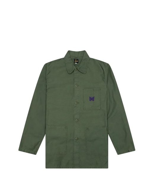 Needles Green Embroidered Overshirt for men