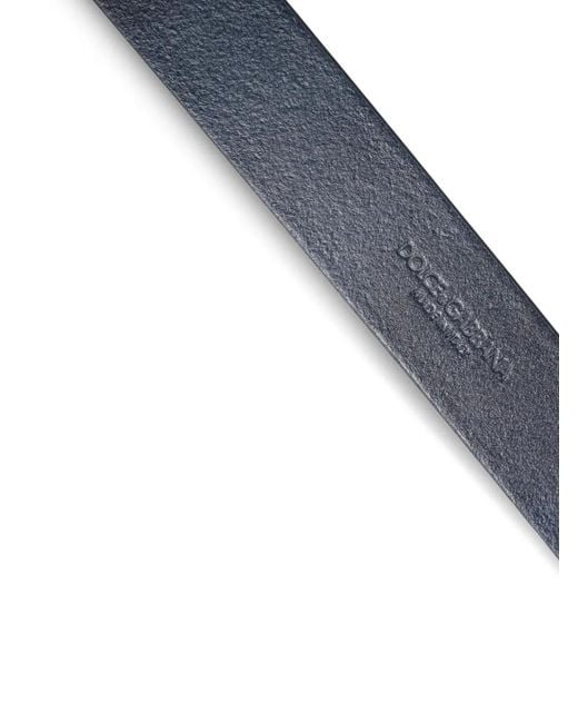 Dolce & Gabbana Blue Logo-Plaque Leather Belt for men