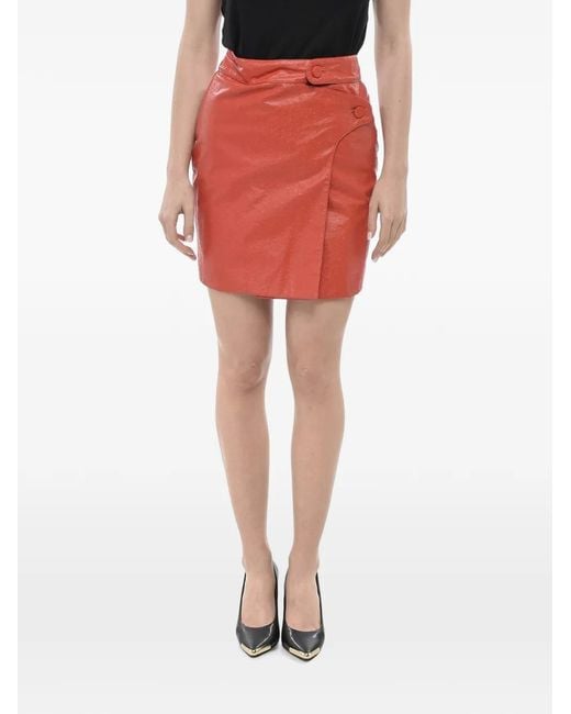 DSquared² Red Wrap-Style Draped Mini Skirt