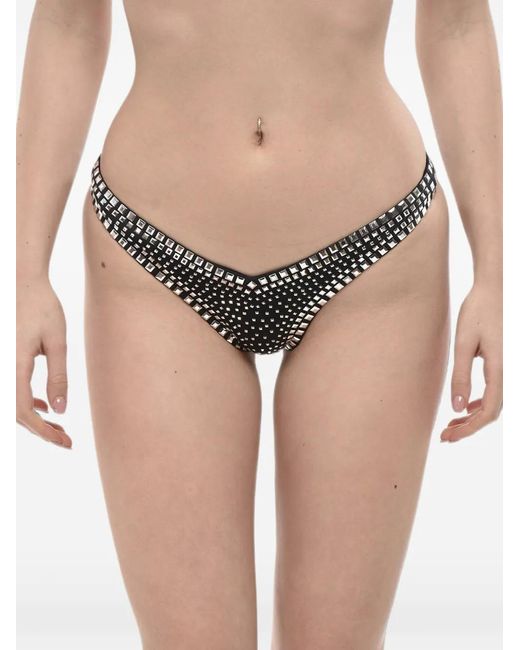 DSquared² Black Stud-Embellished High-Cut Bikini Bottoms