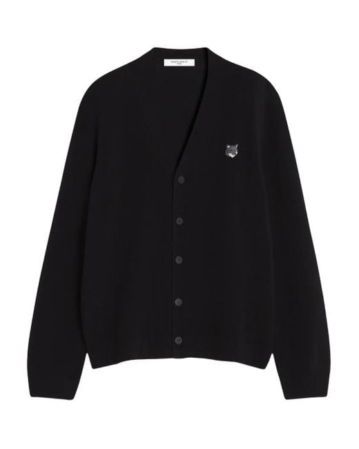 Maison Kitsuné Black Fox Head-Detail Wool Cardigan for men