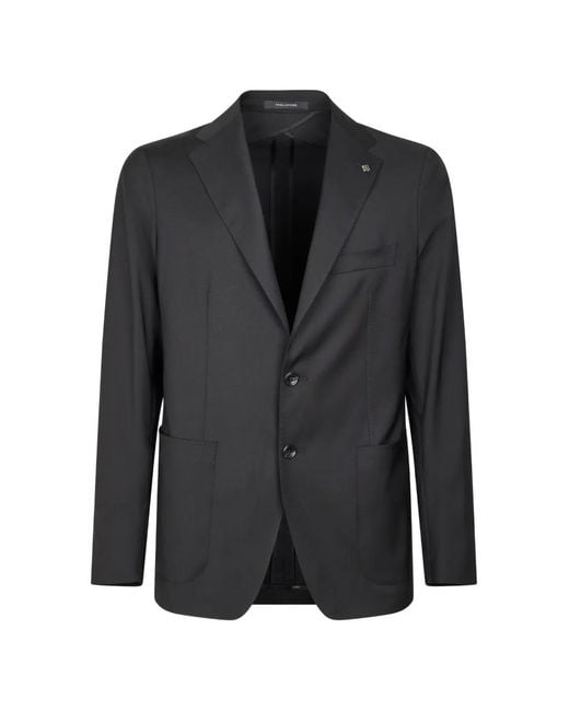 Tagliatore Black Button Virgin Wool Jacket for men