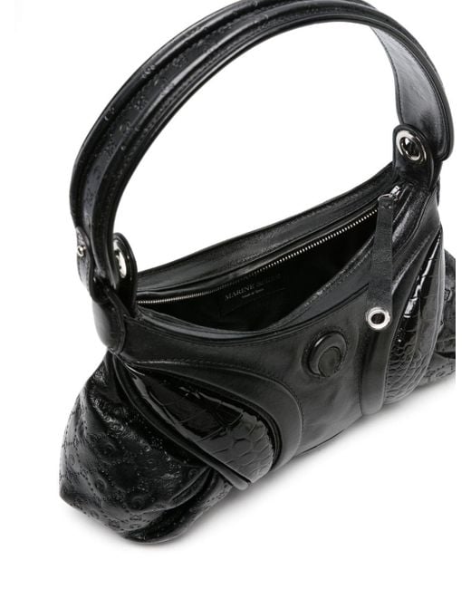 MARINE SERRE Black Stardust Leather Shoulder Bag