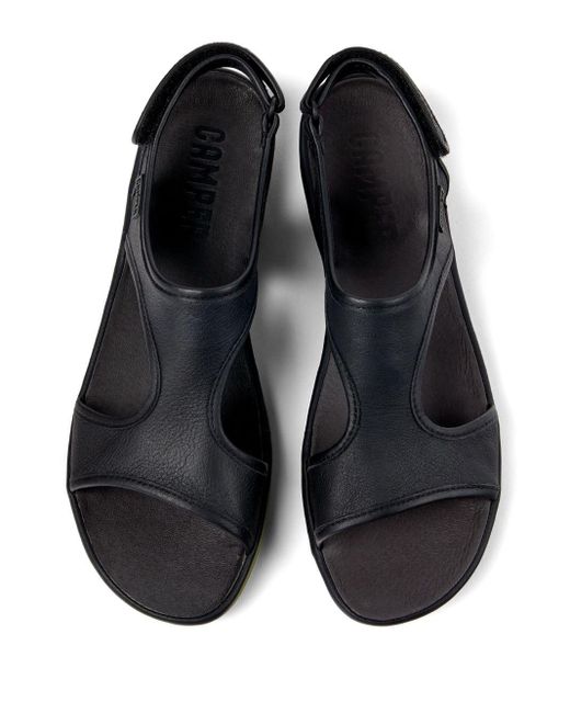 Camper Black Right Leather Slingback Sandals