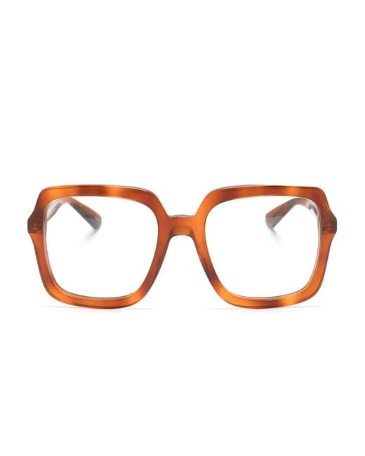 Gucci Brown Tortoiseshell-Effect Square-Frame Glasses
