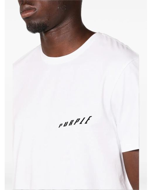 Purple Brand White Logo-Print T-Shirt for men