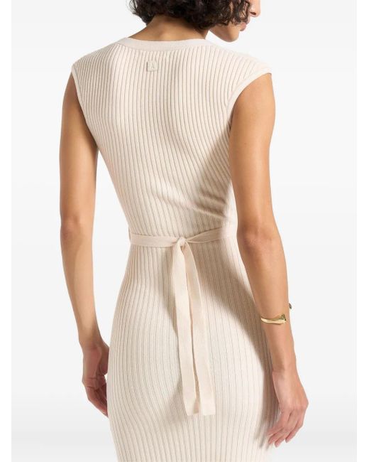 Manière De Voir Natural Knitted Maxi Dress With Belt