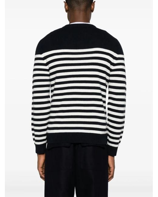 Theory Black Latho Striped Cotton Jumper for men