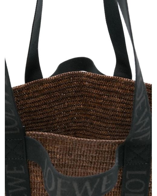 Loewe Black Fold Rafia Tote Bag for men