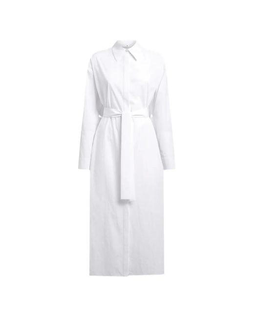 PT Torino White Emilia Belted Shirt Midi Dress