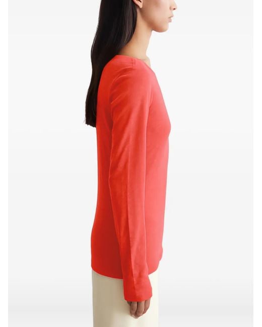 Marc O' Polo Red Long-Sleeve Boat-Neck Top