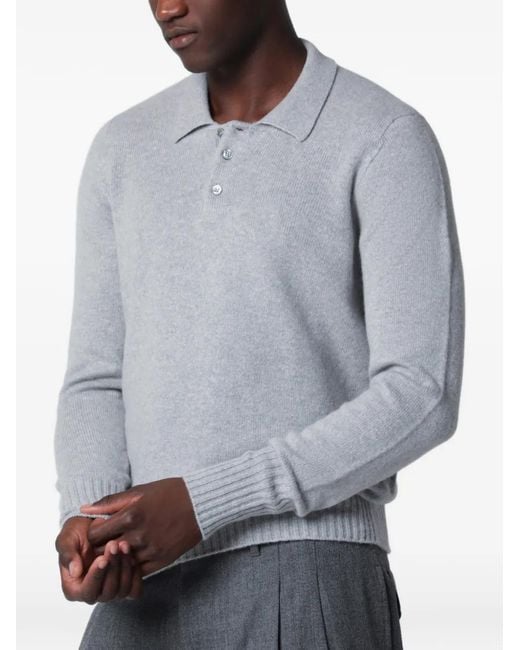 Drumohr Gray Long-Sleeve Polo Shirt for men