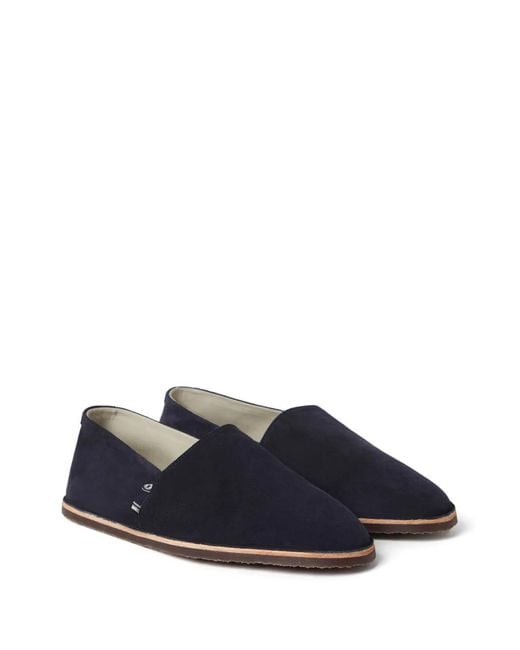 Brunello Cucinelli Blue Suede Slippers for men